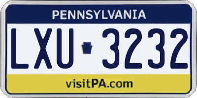 PA license plate LXU3232