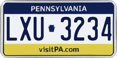 PA license plate LXU3234