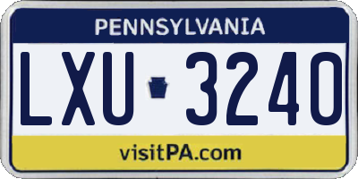 PA license plate LXU3240