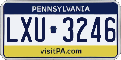 PA license plate LXU3246