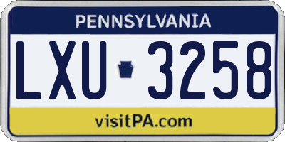 PA license plate LXU3258