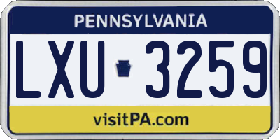 PA license plate LXU3259