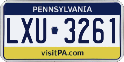 PA license plate LXU3261