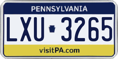 PA license plate LXU3265