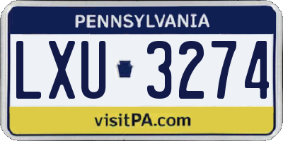 PA license plate LXU3274