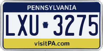 PA license plate LXU3275