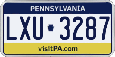PA license plate LXU3287