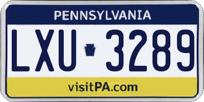 PA license plate LXU3289