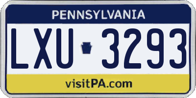PA license plate LXU3293