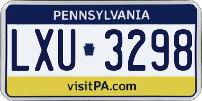 PA license plate LXU3298