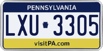 PA license plate LXU3305