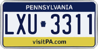 PA license plate LXU3311