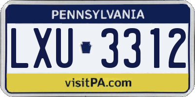 PA license plate LXU3312
