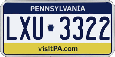PA license plate LXU3322