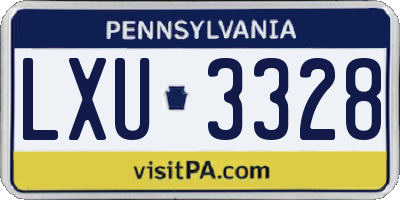 PA license plate LXU3328