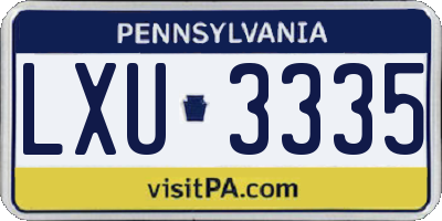 PA license plate LXU3335