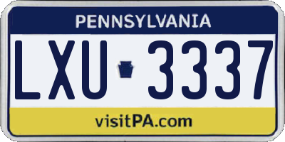 PA license plate LXU3337
