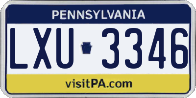 PA license plate LXU3346