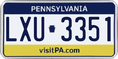PA license plate LXU3351