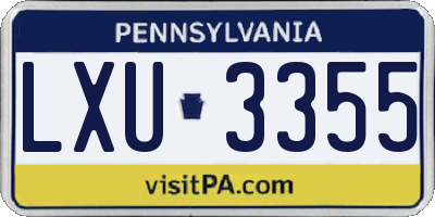 PA license plate LXU3355