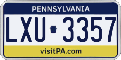 PA license plate LXU3357