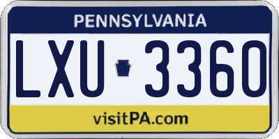 PA license plate LXU3360
