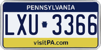 PA license plate LXU3366