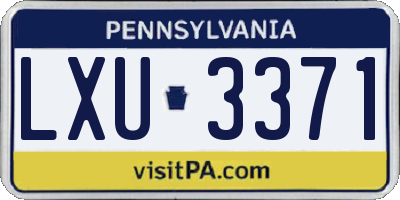 PA license plate LXU3371