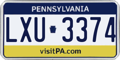 PA license plate LXU3374