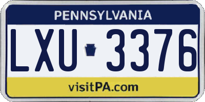 PA license plate LXU3376