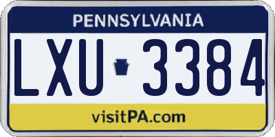 PA license plate LXU3384