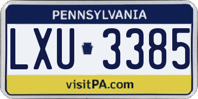 PA license plate LXU3385