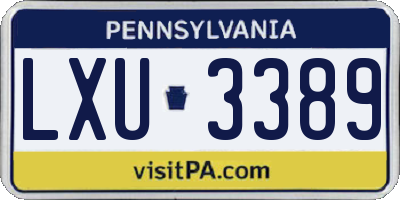PA license plate LXU3389