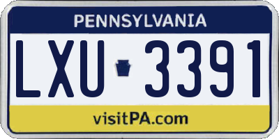 PA license plate LXU3391