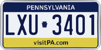 PA license plate LXU3401