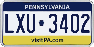 PA license plate LXU3402
