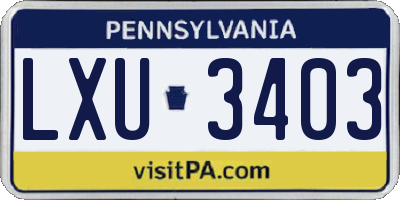 PA license plate LXU3403