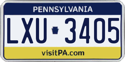 PA license plate LXU3405