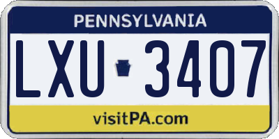 PA license plate LXU3407