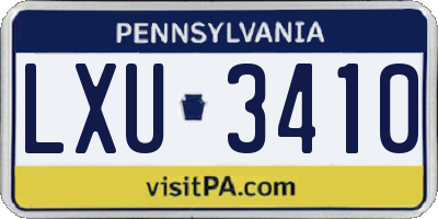 PA license plate LXU3410