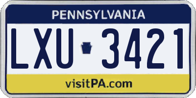 PA license plate LXU3421