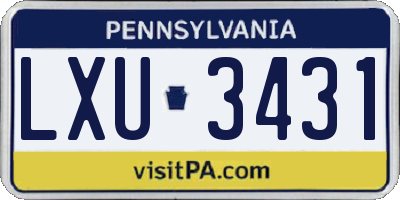 PA license plate LXU3431