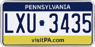PA license plate LXU3435