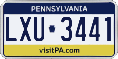 PA license plate LXU3441