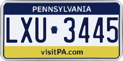 PA license plate LXU3445