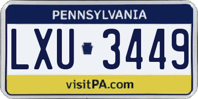 PA license plate LXU3449