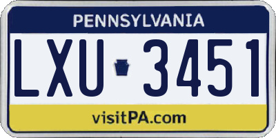 PA license plate LXU3451