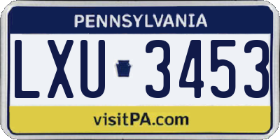 PA license plate LXU3453