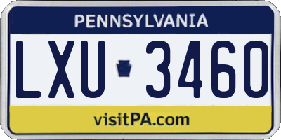 PA license plate LXU3460