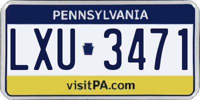 PA license plate LXU3471